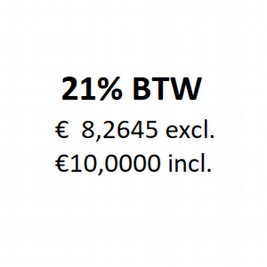 10 euro incl. 21% vat = 8,2645 excl.